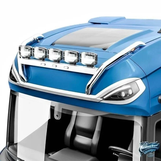 Rampe de toit Daf XG / XG Plus / XF 2021 avec LEDS et 5 supports de phares soudés et pré-câblage