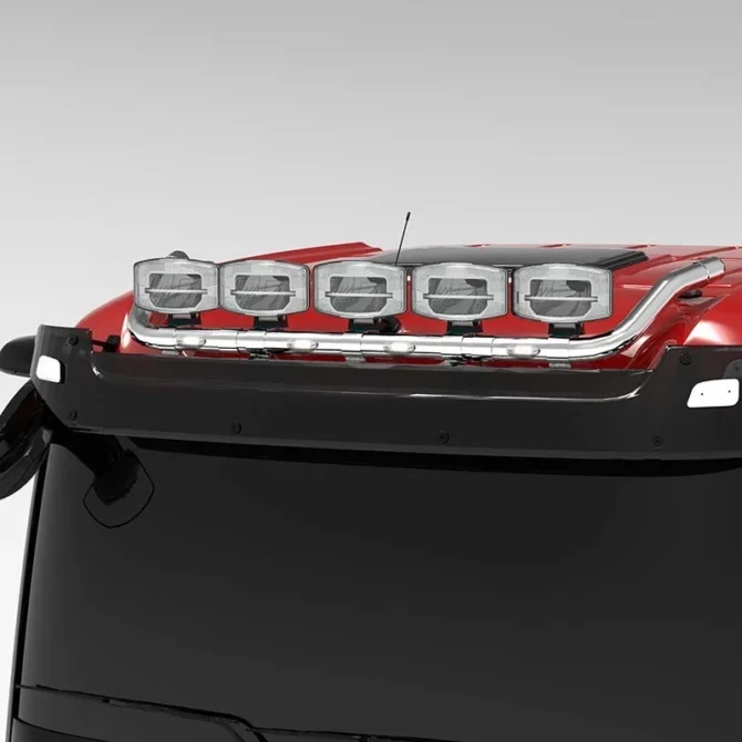 Rampe de toit inox Mercedes Arocs 2014 Classic Space avec Leds, accessoire compatible