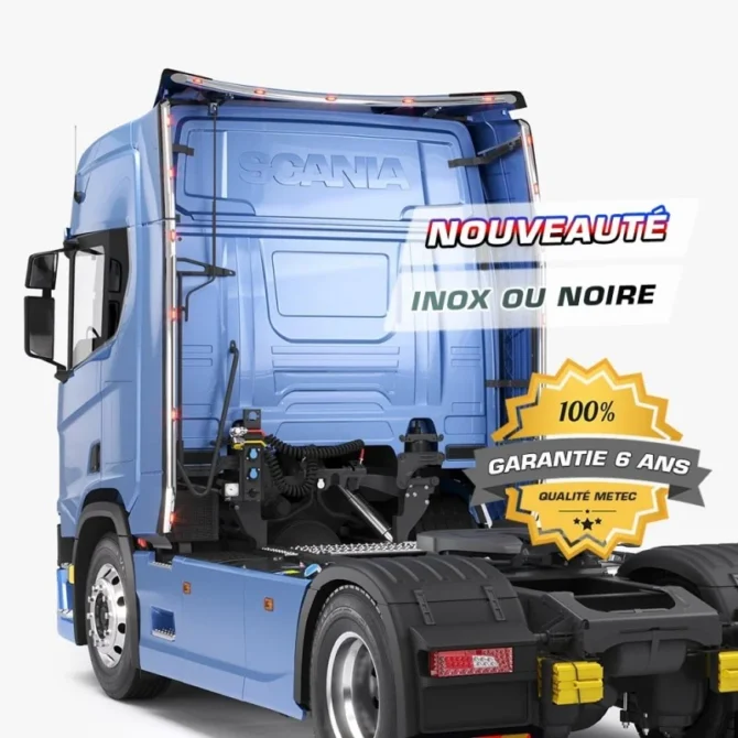 Rampes à LEDs Scania Next Gen S ou R Highline noires ou inox sur Déflecteurs de Cabine arrière