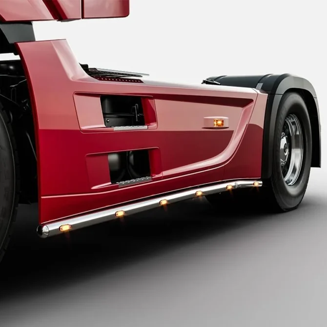 Rampes sous carénages inox Mercedes Actros MP4 Euro 6 avec Leds empattement 3700mm ou 4000mm
